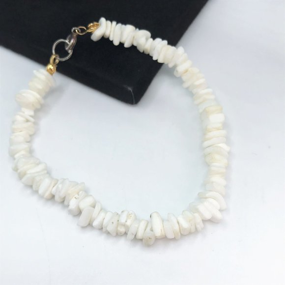 Necklace Bracelet Set Lot White Clam Shell Beads Beach Surfer Island Hawaii Surf - Picture 2 of 10